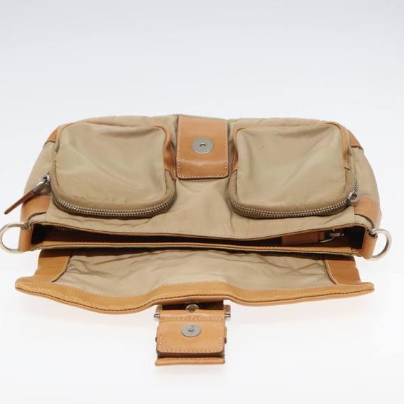 PRADA Shoulder Bag Nylon Leather Beige Auth bs16409 - Picture 8 of 16